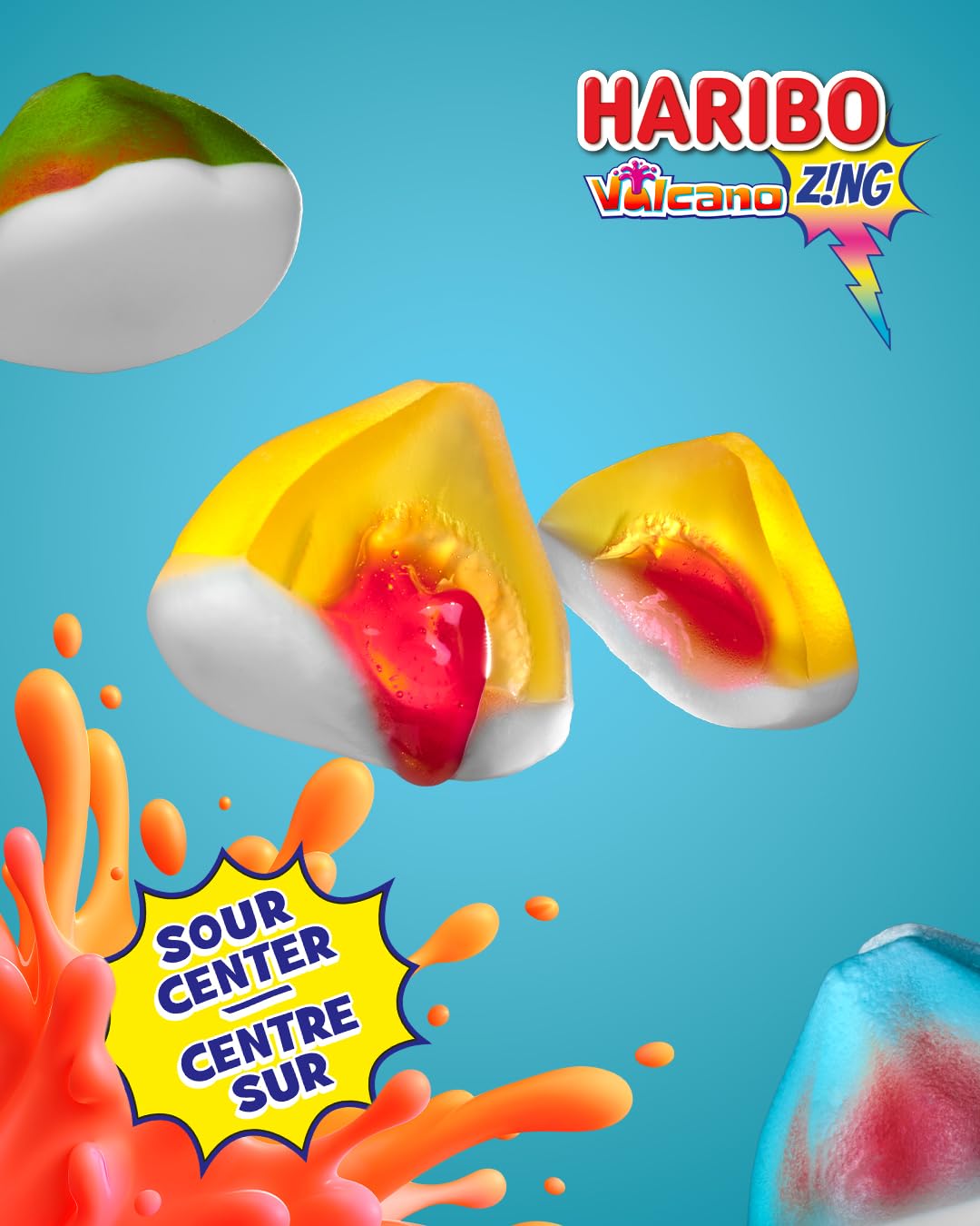 n*0様 Volcanic  Haribo Z!NG Vulcano Gummy Candy, 3 Fruity Flavours, Tangy Liquid